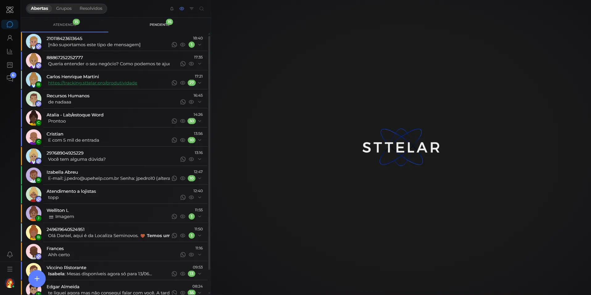 Tela de Atendimento do Sttelar Chat