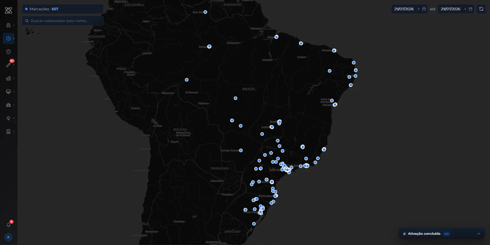 Tela de Mapa do Ponto do Sttelar Tracking