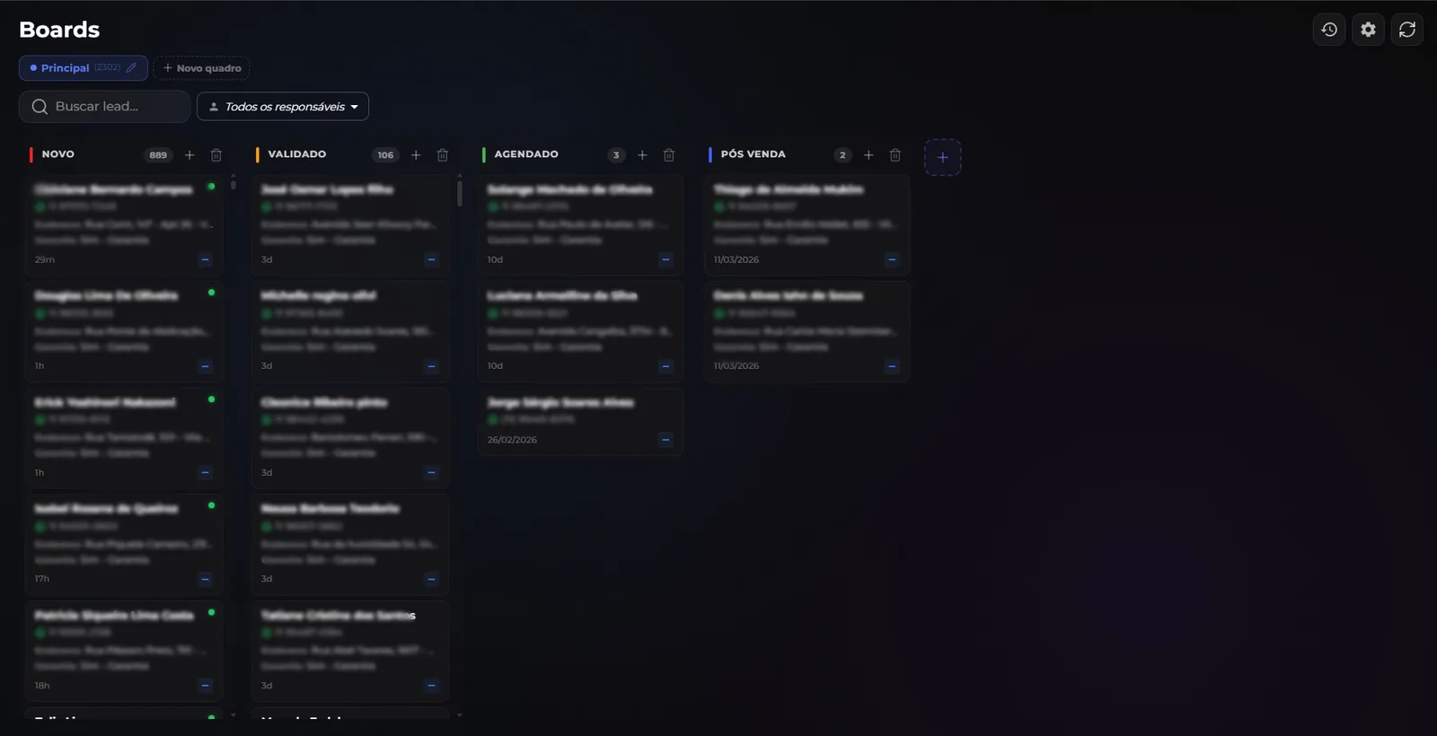 Funil de vendas do CRM para WhatsApp no Sttelar Chat